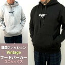 韓国ブランド パーカー Vintage ビンテージ 大きめストリート スウェット 立体ワンポイント ka01　大きめサイズ