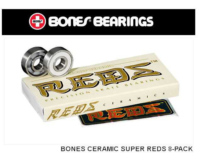 【BONES BEARINGS】ボーンズベアリング　BONES CERAMIC SUPER REDS 8-PACK セラミック ベアリング スケートボード スケボー　sk8／8個1セット【送料無料】【あす楽対応】