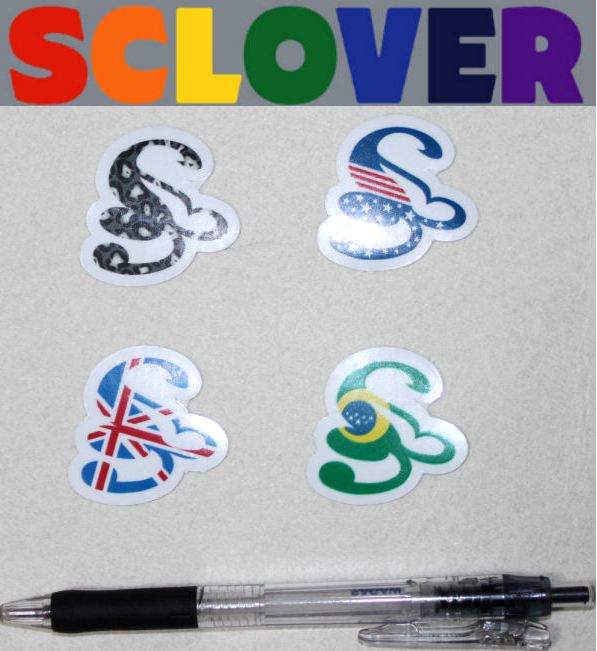 【SCLOVER】 スクローバーLOGO ミニステッカー／ブラジル・USA・UK・ダークレオパード／全4色