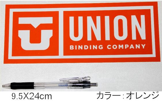 【ユニオン UNION BINDING Lサイズステッカー スノボー バインディング BINDINGS シール ステッカー スノーボード／9.5cm×24cm／オレンジ
