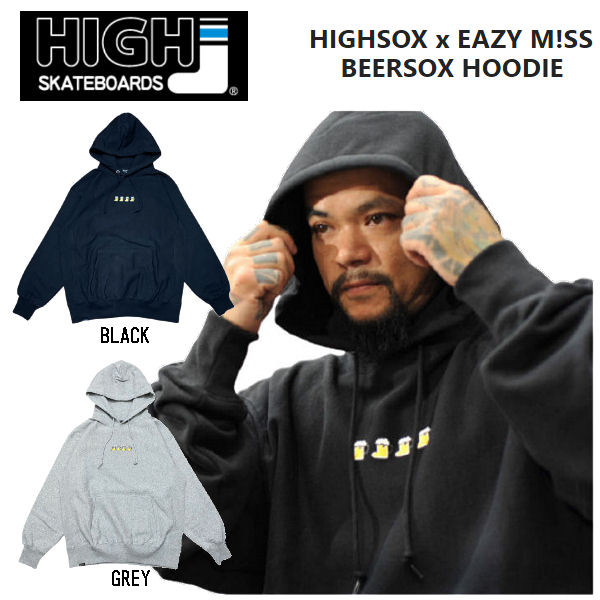 楽天surf＆snow 54TIDE【EAZY M!SS X HIGH SOX】イージーミスXハイソックス HIGH SOX Collaboration Hoody メンズ コラボパーカー スケートボード スケボー SK8 ストリートファッション スノーボード S-XL 2カラー【正規品】【あす楽対応】