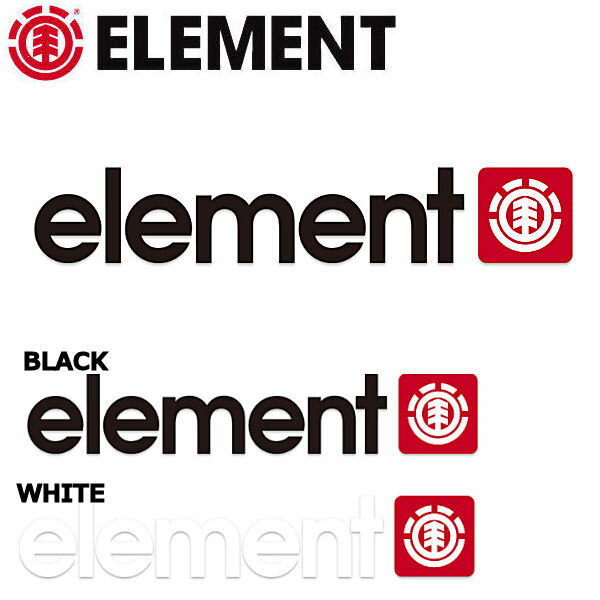 【ELEMENT】エレメント 2020 ロゴ アイコンカッティングステッカー 3cm×15cm ブラック ホワイト BLACK WHITE【正規品】