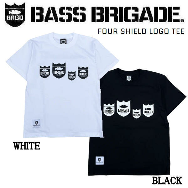 楽天surf＆snow 54TIDE【BASS BRIGADE】バスブリゲード 2022春夏 FOUR SHIELD LOGO TEE メンズ Tシャツ 半袖 アウトドア フィッシング トップス M/L/XL 2カラー【あす楽対応】