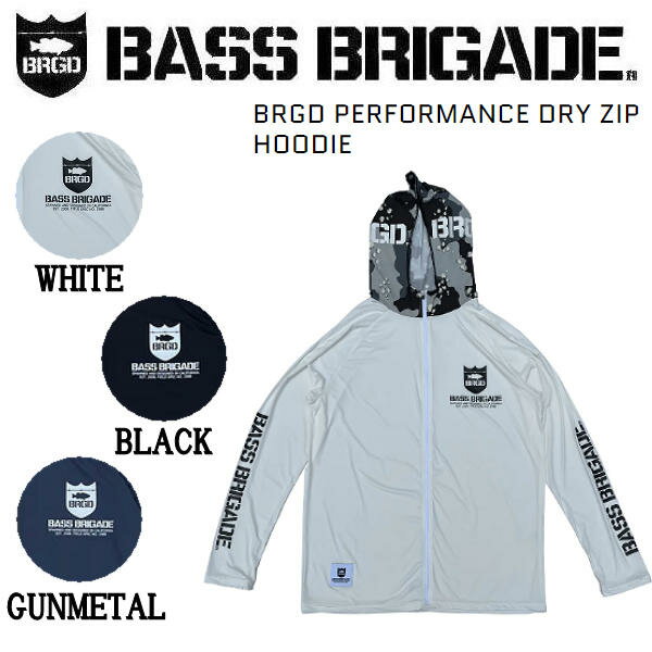 【BASS BRIGADE】バスブリゲード 2023春夏 BRGD PERFORMANCE DRY ZIP HOODIE メンズ ドライジップ パーカー アウトドア フィッシング トップス M/L/XL/XXL 3カラー【あす楽対応】