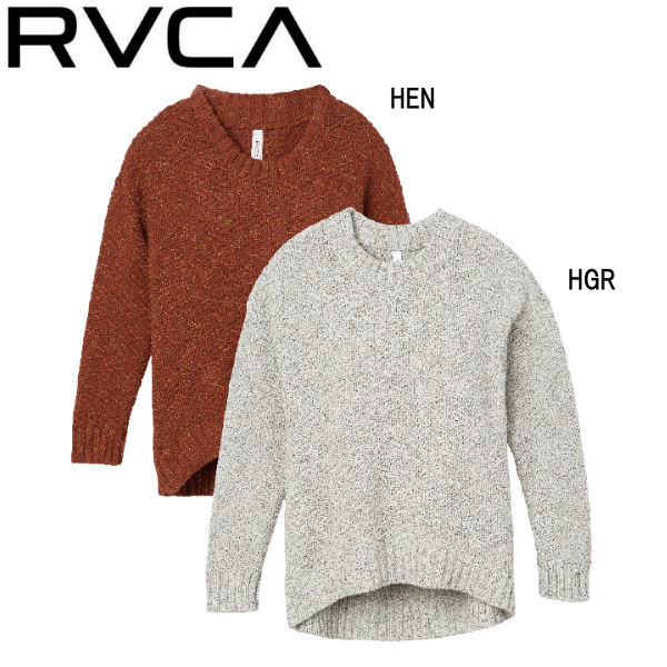 【RVCA】ルーカ 2018秋 FALL ZIGGED SWEATER レディース セーター ニット服 長袖 トップス カジュアル 防寒 XS/S 2カラー【正規品】