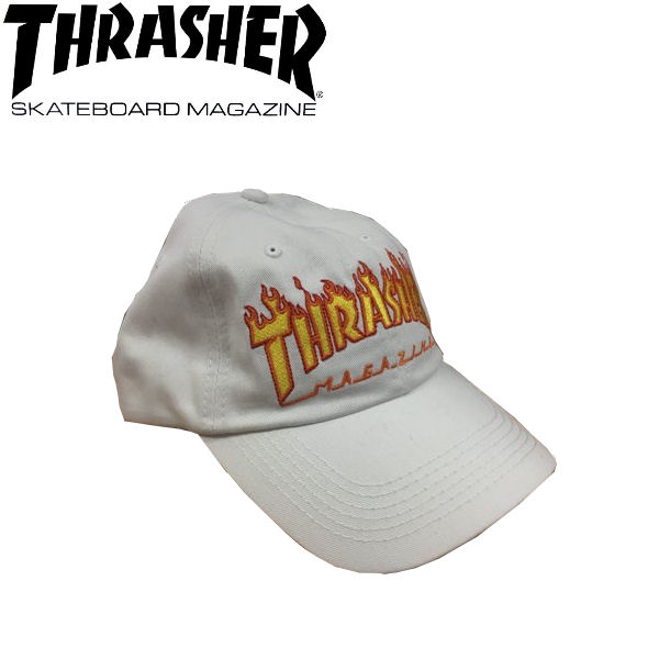 スラッシャー 2017秋冬 FLAME OLD TIMER HAT メンズキャップ ストラップバック 帽子 スケートボード スケボー WHITE