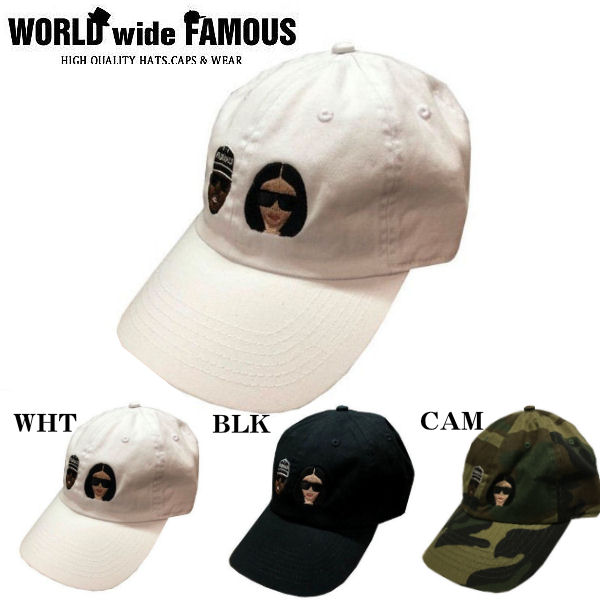 【WORLD WIDE FAMOUS】ワールドワイドフェイマス 2019春夏 KIMYE風 CAP レディース メンズ 帽子 キャップ 3カラー BLK WHT CAM ブラック ホワイト カモ【あす楽対応】