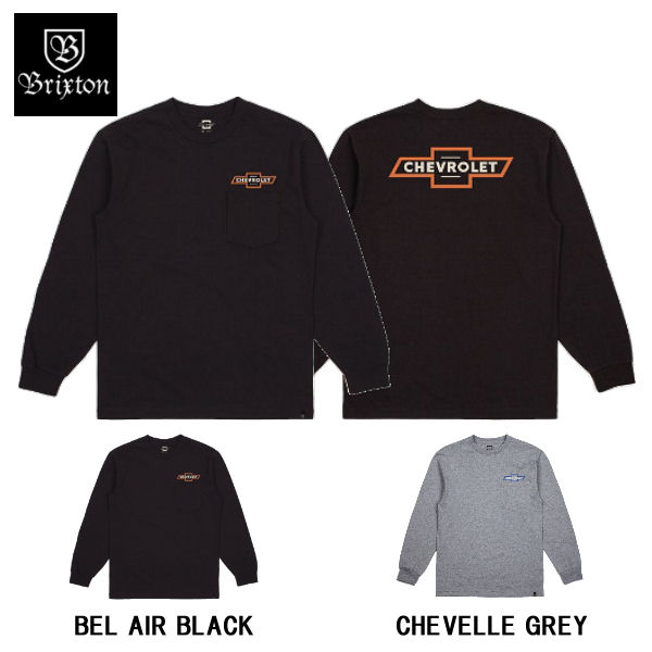 【BRIXTON】ブリクストン 2019 秋冬 Brixton × Chevrolet Collaboration BOWTIE L/S POCKETメンズ ロングスリーブ 長袖Tシャツ スウェット M-L 2カラー【あす楽対応】