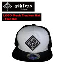 【godless】ゴッドレス SKATEBOARD LOGO Mesh Trucker Hat - Flat Bill メッシュキャップ 帽子 スナップバック スケボー ストリート 54TIDE 54PARK ONE SIZE ブラック【あす楽対応】
