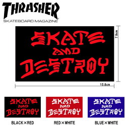 【THRASHER】スラッシャー SKATE&DESTROY L Sticker ステッカー スケートボード スケボー シール 15.8cm×7.9cm 3カラー【あす楽対応】