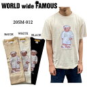 【WORLD WIDE FAMOUS】ワールドワイドフェイマス 2020夏 BEAR風 Tシャツ メンズ レディース トップス 半袖 シャツ S M L XL【正規品】【あす楽対応】