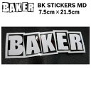 【BAKER】ベイカー BK STICKERS BRAND LOGO MD ブランドロゴ ホワイト 7.5cm×21.5cm