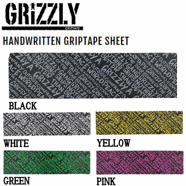 グリズリー HANDWRITTEN GRIPTAPE SHEET グリップテープ デッキテープ スケートボード SKATEBOARD Griptape 9×33 5カラー