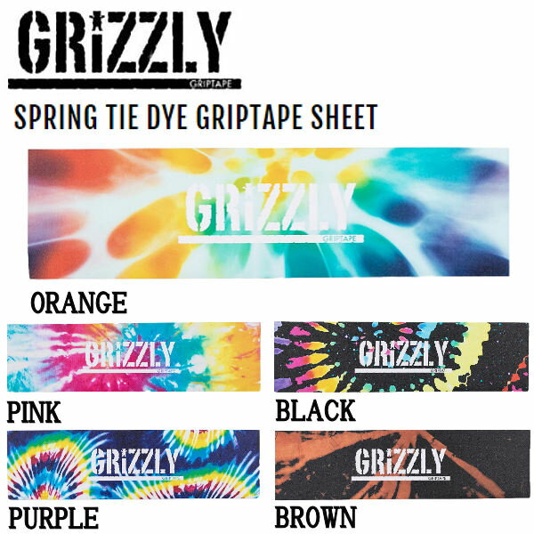 グリズリー SPRING TIE DYE GRIPTAPE SHEET グリップテープ デッキテープ スケートボード SKATEBOARD Griptape 9×33 5カラー