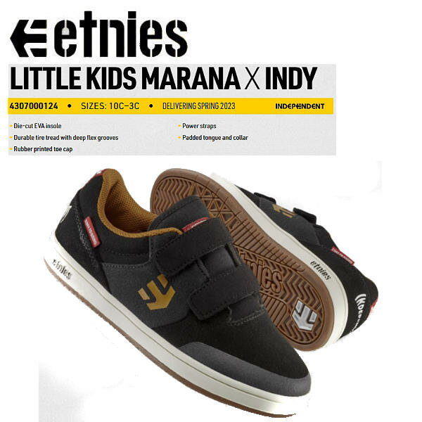 【etnies】エトニーズ 2023春夏 MARANA X INDY LITTLE KIDS マラナ リトル キッズ インデペンデント コラボ スケートシューズ スケシュー 靴 スニーカー スケートボード 耐久性 子供 19.0cm-21.0cm【あす楽対応】