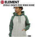 【ELEMENT】エレメント スケートボード 2022年秋冬モデル【PUBLIC ENEMY】 PEXE WORDS HOODIE パーカー スケボー HIP HOP フード ストリート M/L/XL 【あす楽対応】