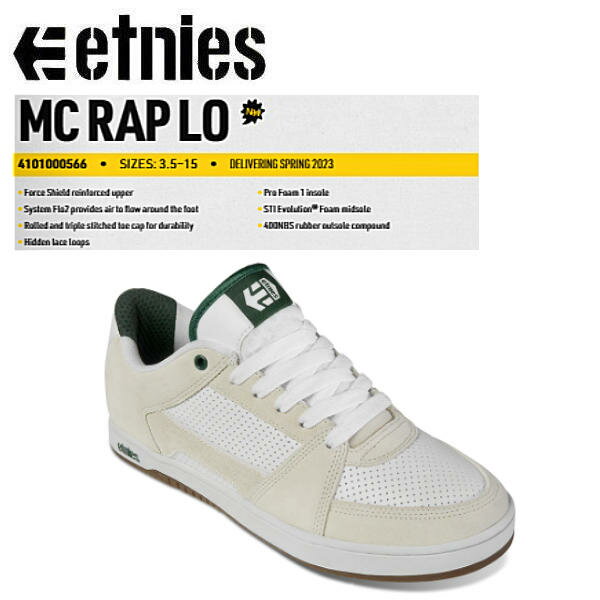 エトニーズ 2023春夏 MC RAP LO メンズ エムシーラップ スケートシューズ スケシュー 靴 スニーカー スケートボード 耐久性 25.5cm-28.0cm