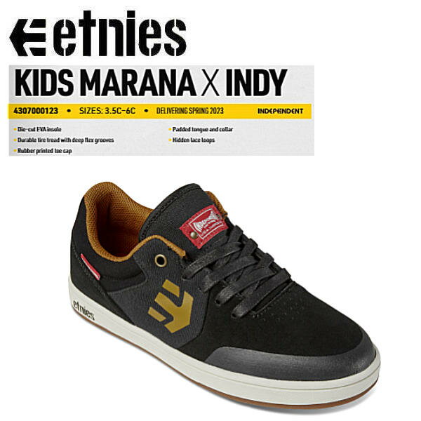 【etnies】エトニーズ 2023春夏 MARANA X INDY KIDS キッズ マラナ インデペンデント コラボ スケートシューズ ミシュラン スケシュー 靴 スニーカー スケートボード 耐久性 子供 19.0cm-24.0cm 【あす楽対応】