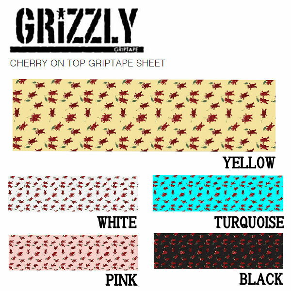 【GRIZZLY】グリズリー CHERRY ON TOP GRIPTAPE SHEET グリップテープ デッキテープ スケートボード SKATEBOARD Griptape 9×33 5カラー【正規品】