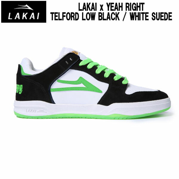 【LAKAI×YEAH RIGHT】ラカイ×イエ―ライト コラボ 2023 TELFORD LOW BLACK / WHITE SUEDE メンズ レディース スケート シューズ 定番 人気 靴 SK8【正規品】