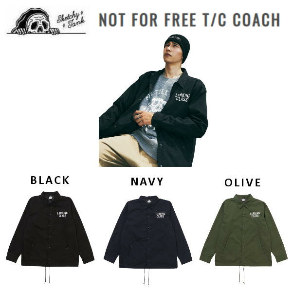 【LURKING CLASS】ラーキングクラス 2022秋冬 NOT FOR FREE T/C COACH JACKET SKETCHY TANK スケッチータンク アウター 長袖 フリース ジャケット スケートボード アウトドア M/L/XL アート【…