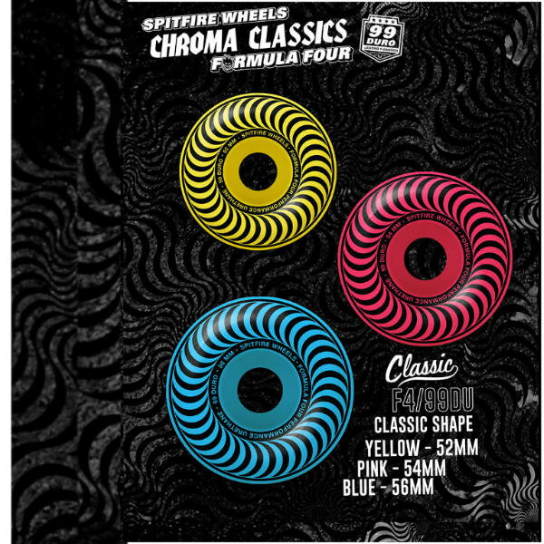 【SPIT FIRE】スピットファイア F4 FORMULA FOUR CHROMA CLASSIC クラシック シェイプ ウィール スケートボード 52mm/54mm/56mm 99DURO（4個1セット）【あす楽対応】