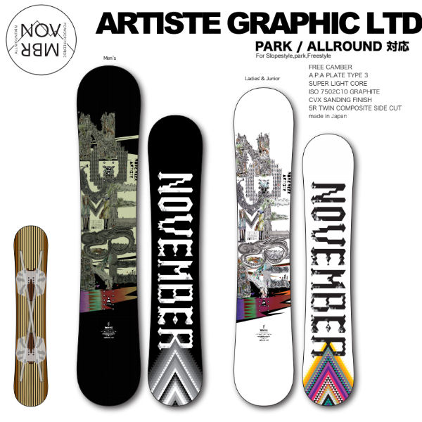 �yNOVEMBER�z�m�[�x���o�[ 2018-2019 ARTISITE GRAPHIC LTD �����Y ���f�B�[�X �W���j�A �X�m�[�{�[�h �� 157-136cm