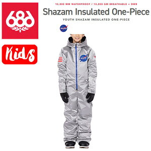 【686】2022/2023 YOUTH Shazam Insulated One-Piece キッズ ワンピース つなぎ 防水 子供 スノーボード S/M/L シルバー【あす楽対応】