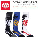 【686】2022/2023 シックスエイトシックス MENS Strike Sock 3-Pack メンズ ストライクソックス 3Pセット スノーボード S/...