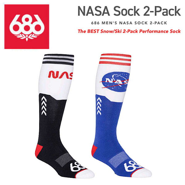 【686】2022/2023 シックスエイトシックス MENS NASA Sock 2-Pack メンズ ナサソックス スノーボード S/M L/XL 2足1セット【あす楽対応】
