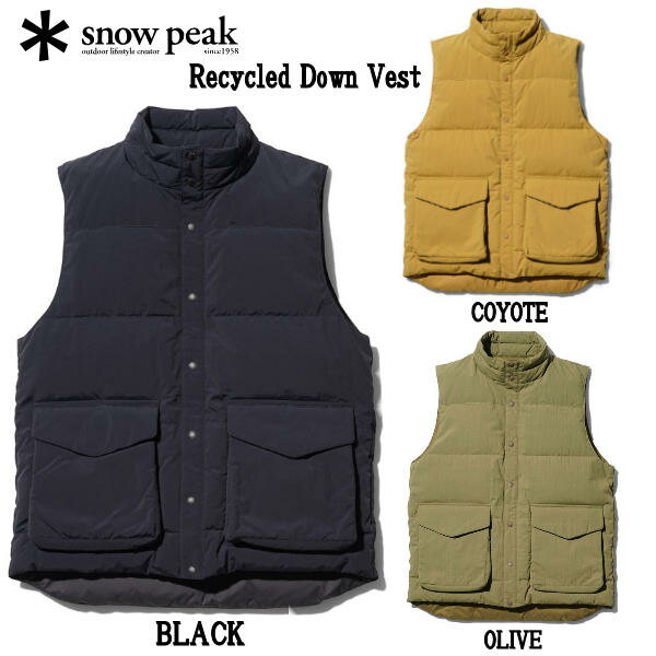 スノーピーク 2023-2024 Recycled Down Vest リサイクルダウンベスト メンズ レディース トップス アウトドア キャンプ用品 3カラー