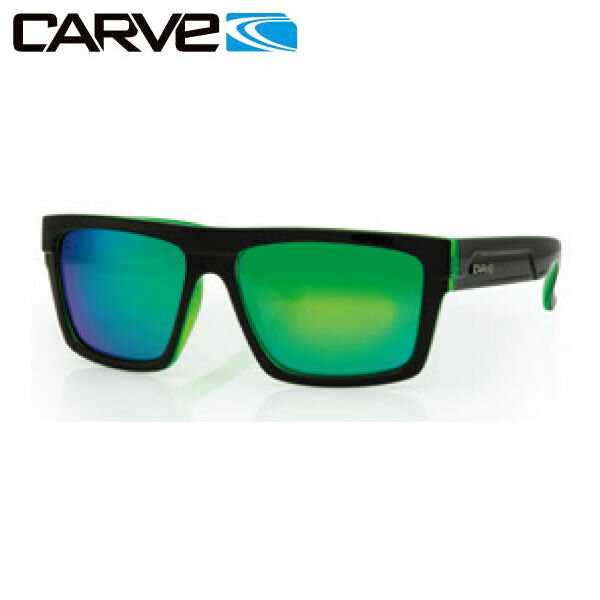 【CARVE】カーブ Volley メンズ サングラス スポーツ 紫外線 ランニング 海水浴 プール 男性 ドライブ スケートボード スケボー Black Green REVO【正規品】