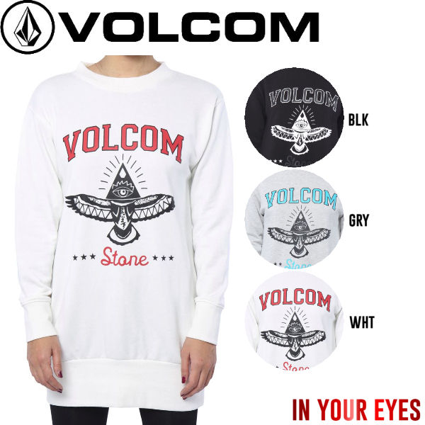 【VOLCOM】ボルコム2016秋冬 IN YOUR EYES FLEECE DRESS レディーススウェットワンピース クルーネック 3カラー S-M【正規品】