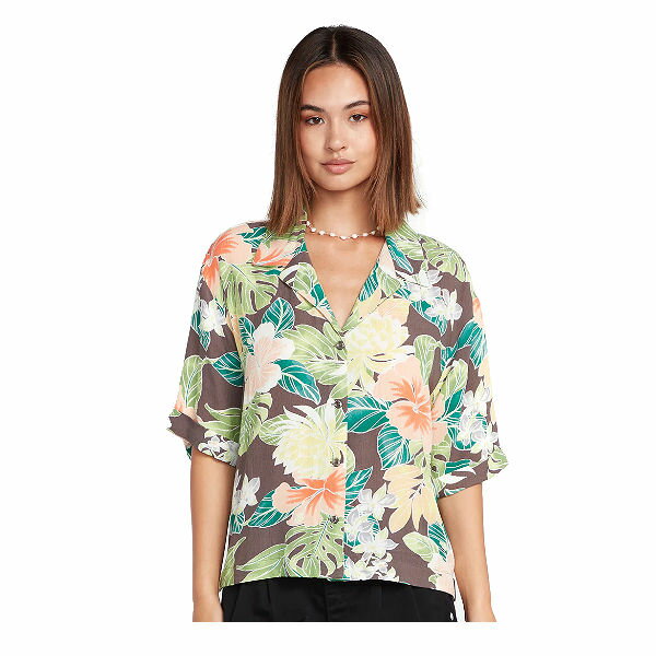 【VOLCOM】ボルコム 2023春夏 EXCAPISM TOP レディース シャツ 半袖 オーバーサイズ スケートボード サーフィン アウトドア S/M【正規品】