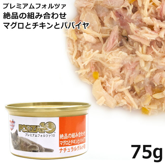 フォルツァ10 キャット ナチュラルグルメ缶 マグロとチキンとパパイア 75g (5739)