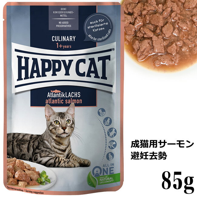 HAPPY CAT ハッピーキャット ミート in ソース パウチ アトランティックサーモン(成猫 避妊去勢) 85g(41252)