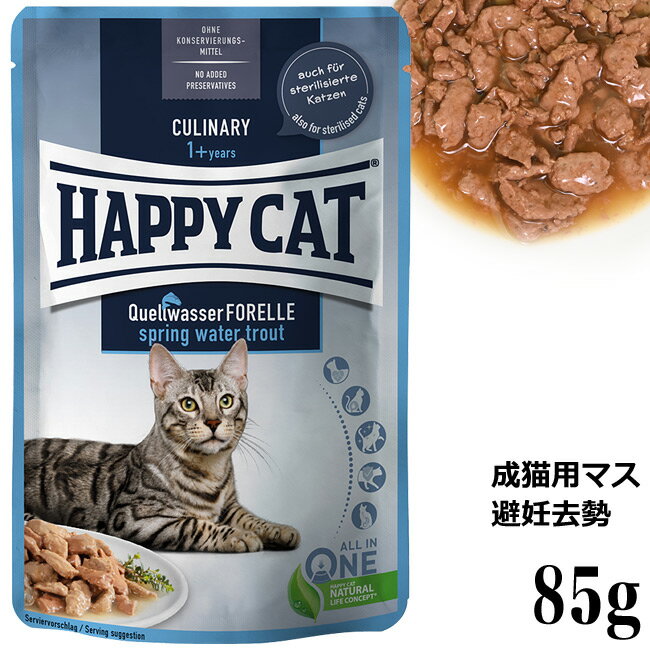 HAPPY CAT ハッピーキャット ミート in ソース パウチ スプリングトラウト(成猫 避妊去勢) 85g(41290)