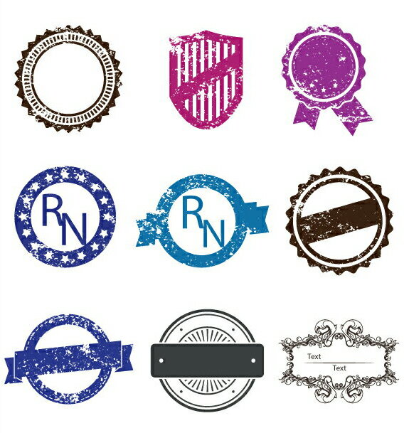 スタンプ ゴム印 ビンテージ風装飾枠9個セット インク付