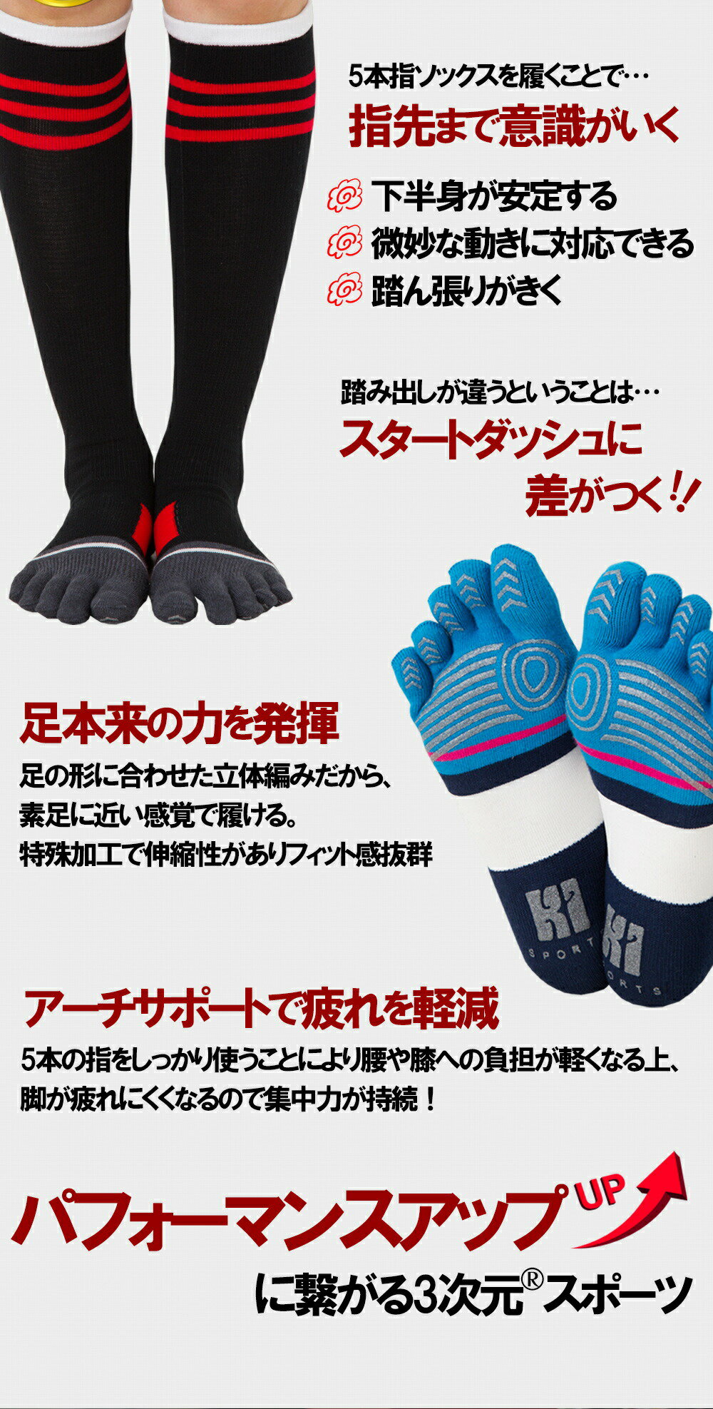 足指足裏立体 補強 3次元 スポーツ 5本指ハイソックス スベリ止め付 22-26cm 【9480】 ラサンテ 日本製 滑り止め付 五本指 靴下 サッカー フットサル レディース メンズ 五本指ソックス 5本指ソックス 5本指靴下 膝下 ハイソックス 運動 ホールガーメントバーゲン サッカー 用品 セール