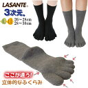 指足裏立体 3次元 ベーシック 5本指ソックス 幅広 甲高 メンズ L(26-28cm)/ LL(28-30cm) 【9050】 クルー丈 ラサンテ 日本製 指...