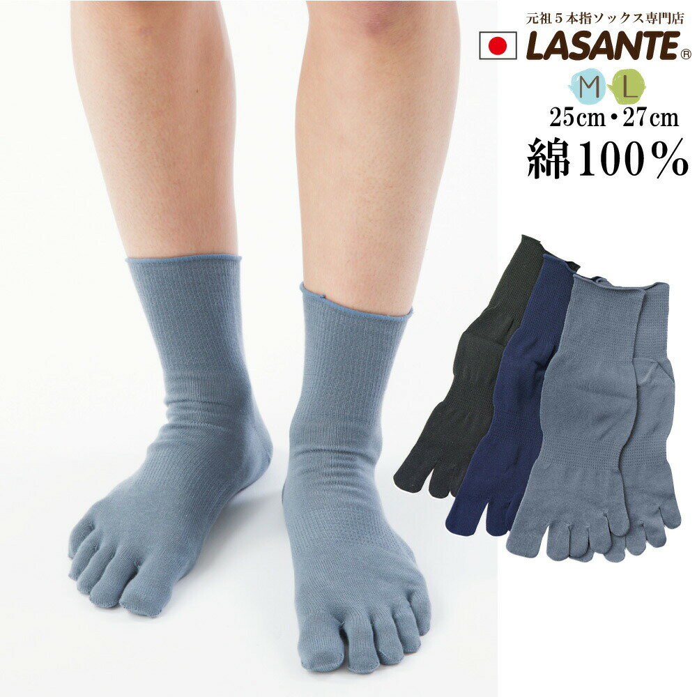 1000円ぽっきり 【単品880円は別ページ】日本製 綿100％ 薄地 5本指ソックス M(25cm)/L(27cm)【6270】 送料込み ラサンテ メンズ 五本指靴下 五本指ソックス 5本指靴下 メンズ靴下 男性 紳士 ビジネス 仕事 臭い対策 水虫対策 コットン 丈夫 1000円ポッキリ 送料無料のサムネイル