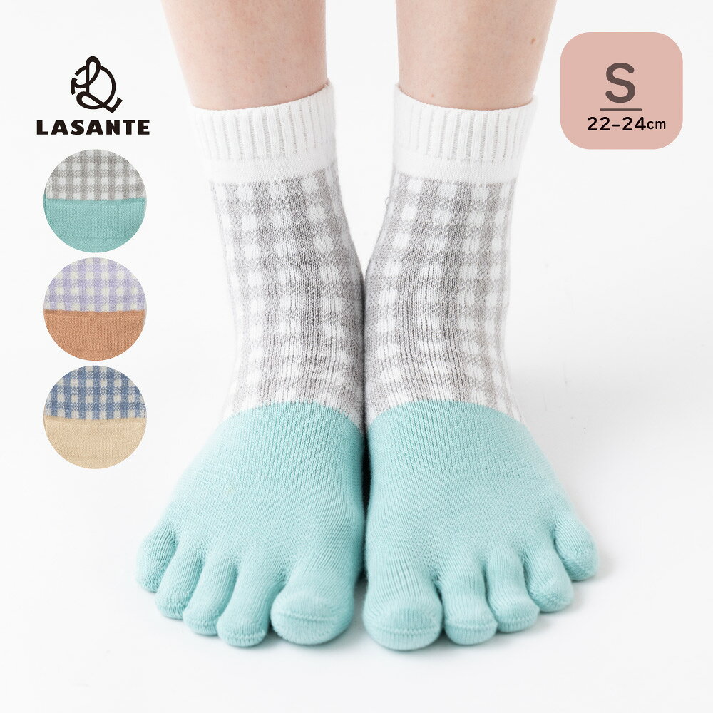 Five-Toed Socks - 3次元チェック柄 五本指靴下 S(22-24cm) 5本指ソックス 【10957】 ロークルー 立体編み 立体成型 専門店 五本指ソックス 5本指靴下 レディース 日本製