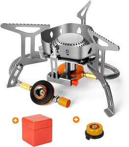 シングルバーナー バーベキューコンロ ストーブ ソロキャンプ コンパクト 折りたたみ式 CB缶/OD缶対応 自由に火力調節 登山用 圧電点火 防風 小型 軽量 ポータブル 変換アダプター付き 収納ケース付き