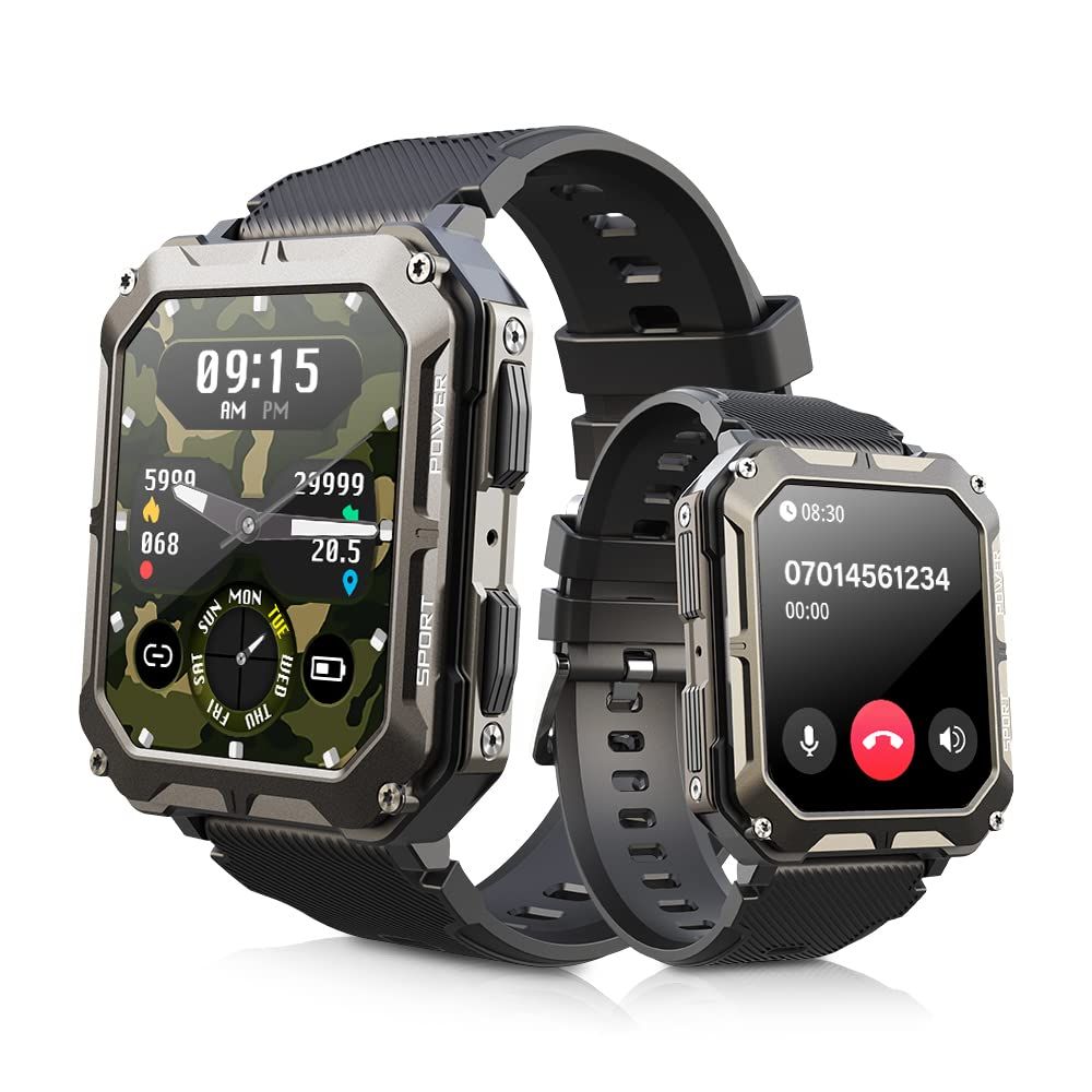 スマートウォッチ【 Bluetooth通話機能付き 軍用規格】1.83インチ大画面 耐衝撃 傷防止スクリーン 230+文字盤 123種類運動モード 音楽再生 L...