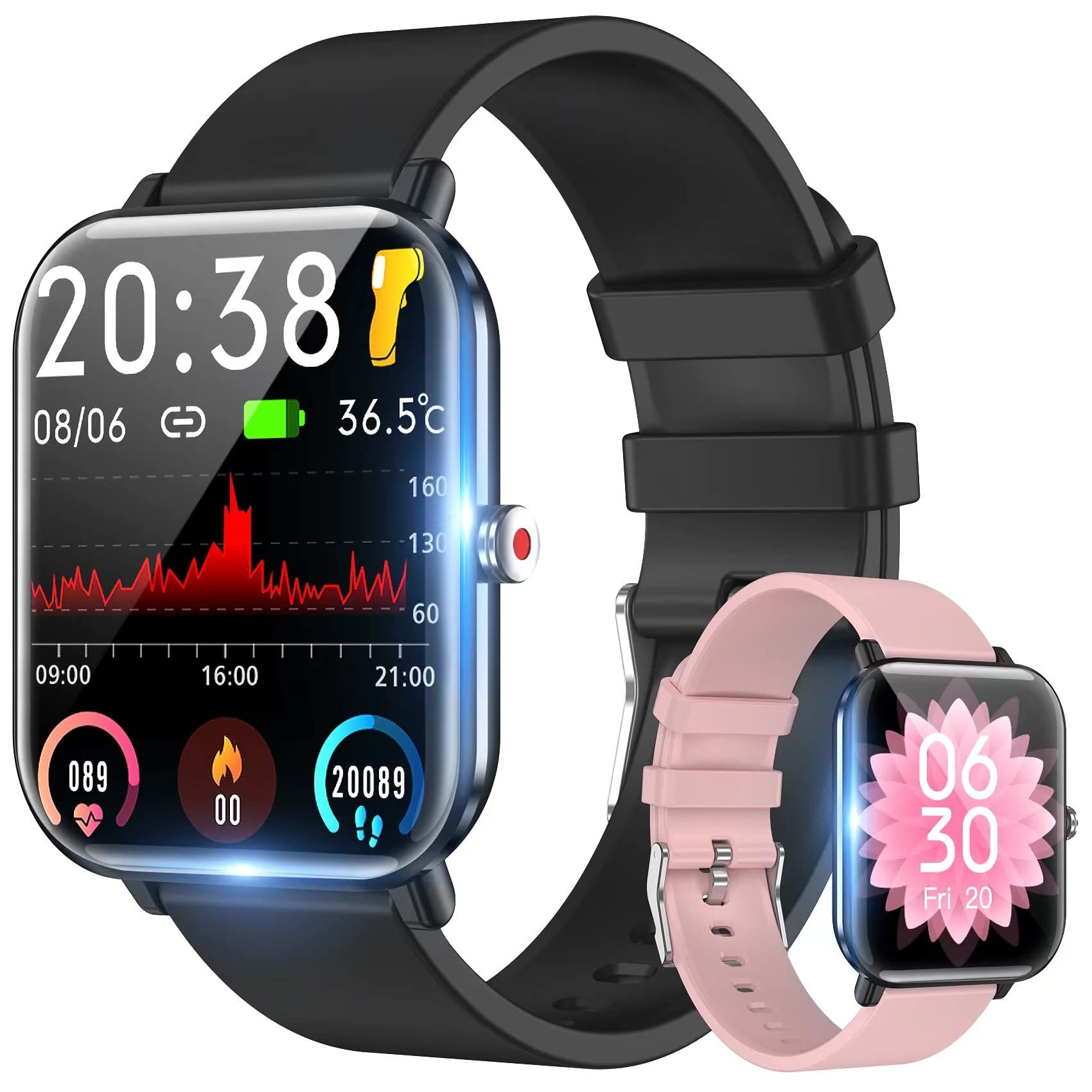 スマートウォッチ 最新 Bluetooth5.2 smart watch 【1.7インチ大画面 フルタッチスクリ】腕時計 活動量計 歩数計 目…