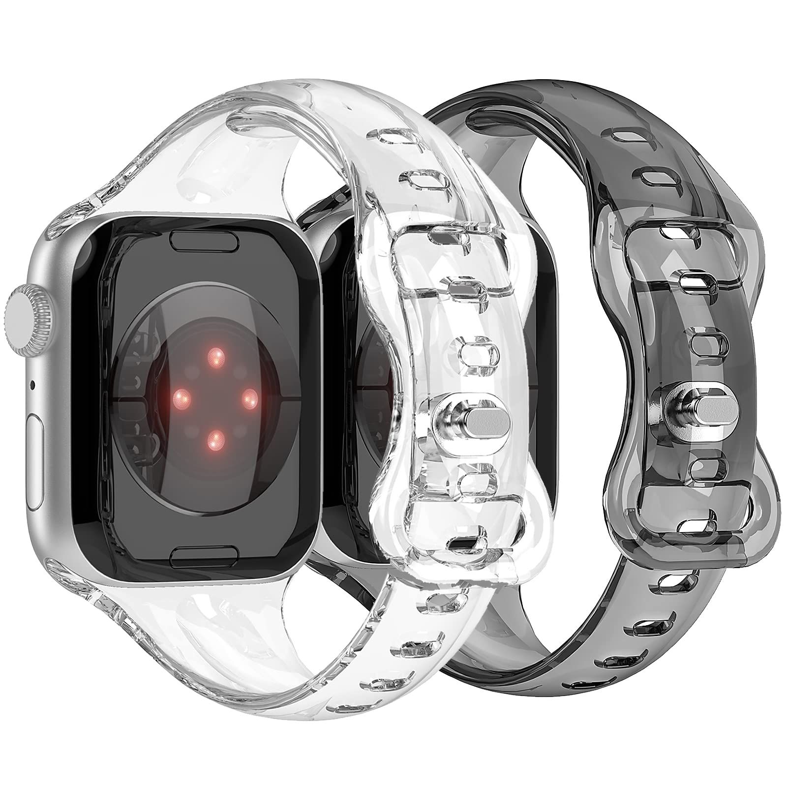 【二つ入り】 コンパチブルApple Watch ベルト アップルウォッチ ベルト 49mm 42mm 44mm 45mm for iWatch Series ultra/8/SE2/7/6/5/4/3/2/1/SE に対応 クリアベルト スポーツバンド