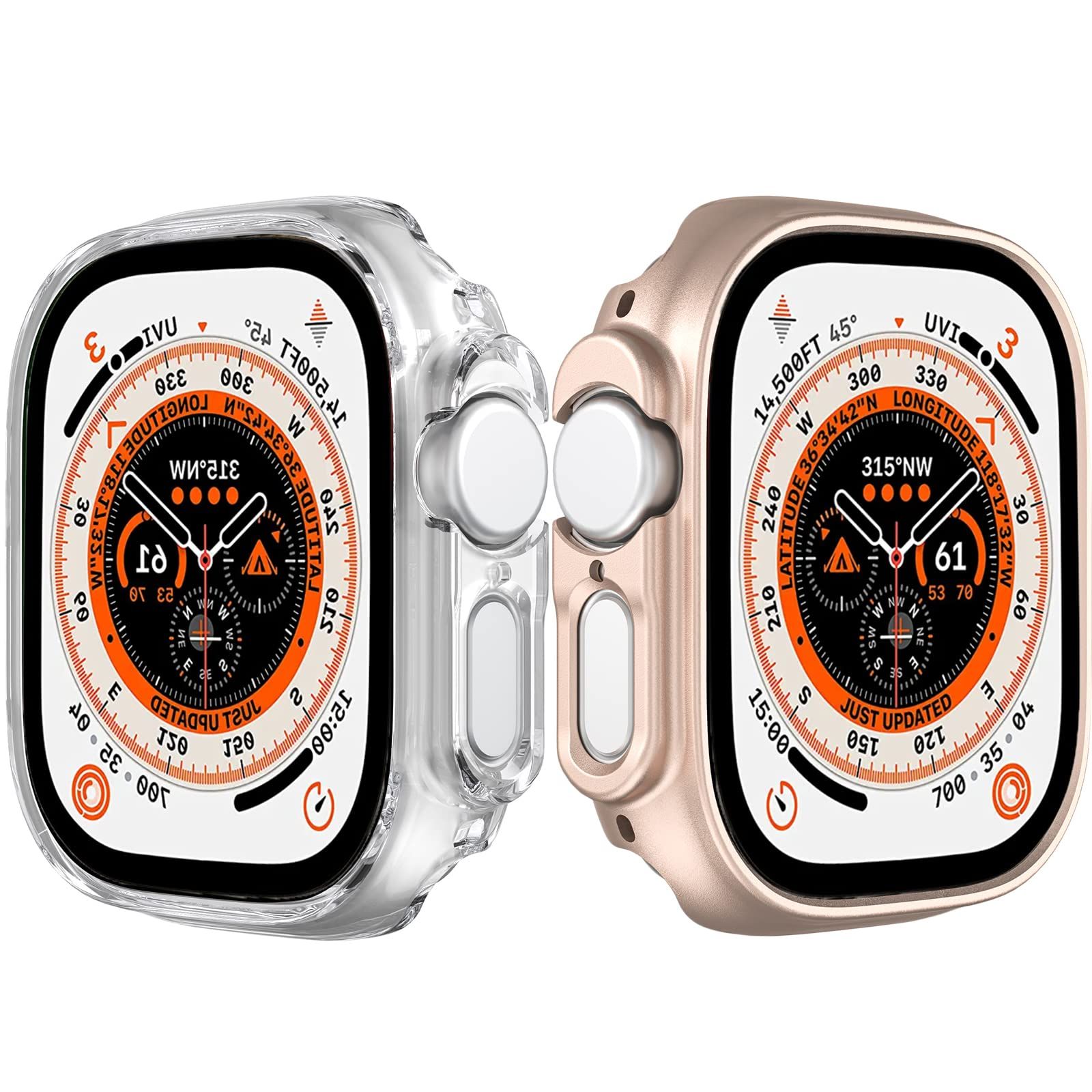 【2枚】対応Apple Watch Ultra 49mm 用ケース 保護バンパー PC材質 薄型軽量 光沢 頑丈 衝撃保護 装着簡単 キズ防止 防塵 アップルウォッチ Ultra フレーム