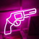 リボル ネオンサイン ピンク Led ネオンライト ピストルライト 壁掛け 飾り ネオンサイン アクリル USBパワード バー パーティー ゲームルーム デコレ...