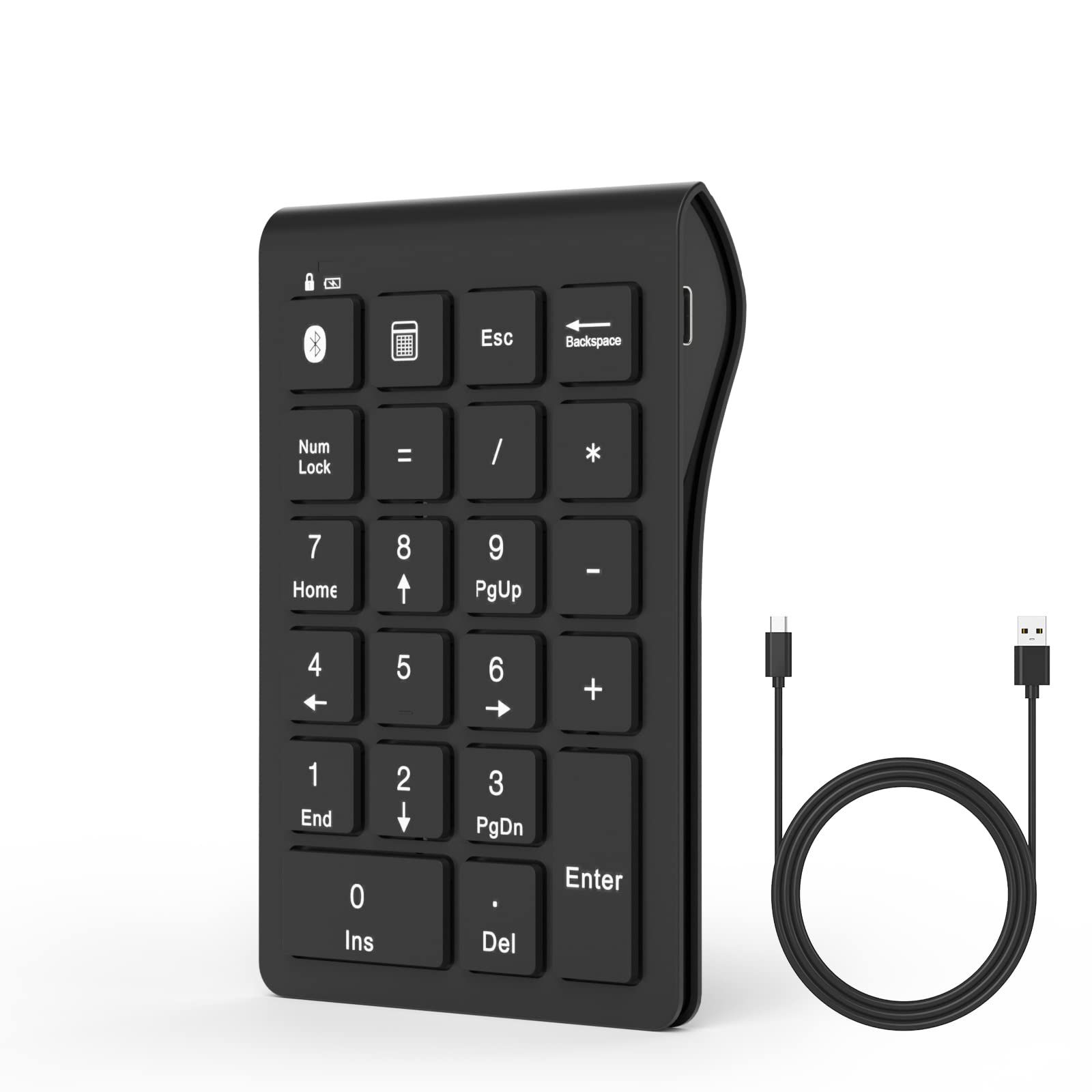 Bluetooth テンキーボード type-c ワイヤレス テンキーパッド 無線 数字キーボード 22キー 充電式 ブルートゥース数値キーボード 小型 持ち運び便利 コンパクト 多機能ナンバーパッド PC/Laptop/ノートブックなどに対応