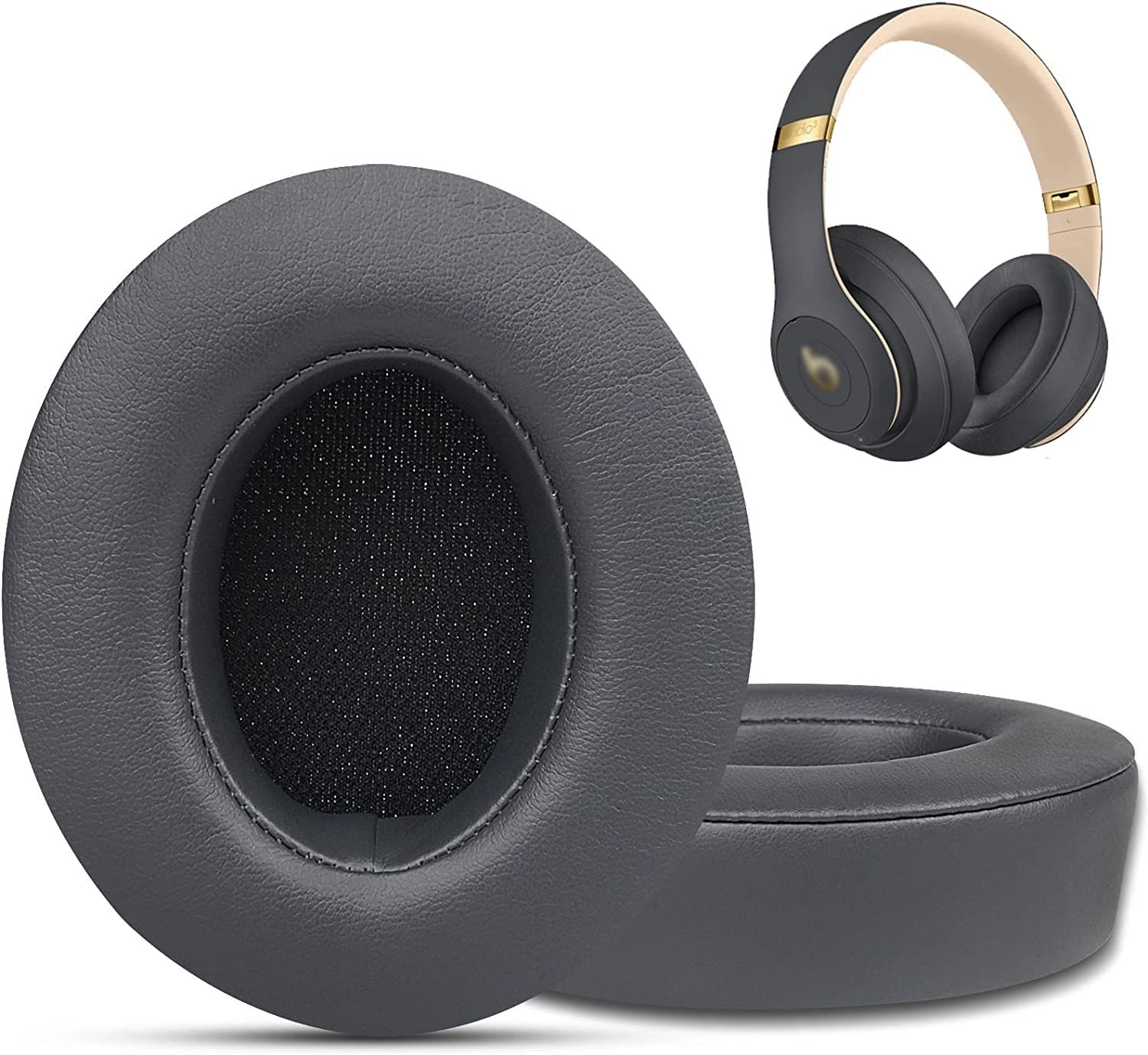 イヤーパッド 交換用 イヤークッション Beats Studio3 ＆ Studio2 Wired/Wireless ワイヤレスヘッドホン 適用 交換パッド A1914/B0500/B0501 用 ヘッドセットパッド 遮音 音漏れ防止 プロテインレザー